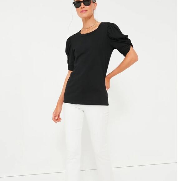 Pomander Place Tops - Tuckernuck Pomander Place Black Vesty Puff Sleeve Crewneck Top Size M Cotton Tee